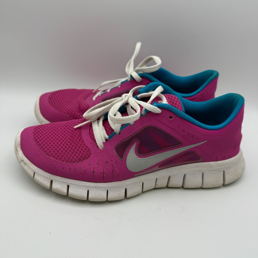 Nike Free Run 3 Running Shoes‎ Pink Teal Athletic Sneakers Kids Size 7Y